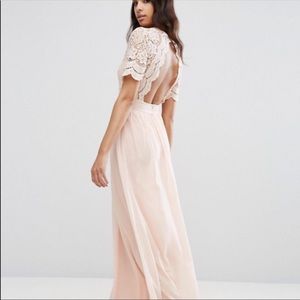ASOS Lace-Back Maxi Dress in Blush Pink